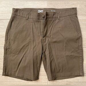 Men's Mugsy Jeans OLIVES Olive K6SNOL Chino Shorts Waist Size 36 Inseam 9" New